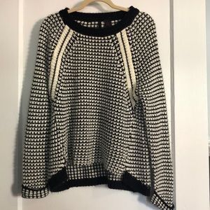 Oversized black and white knit sweater